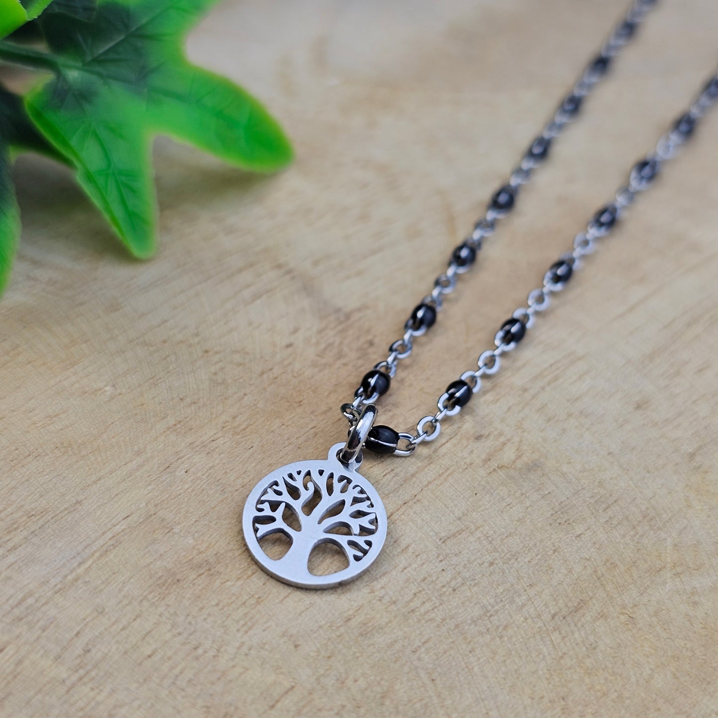 Collier Angélique noir et argenté