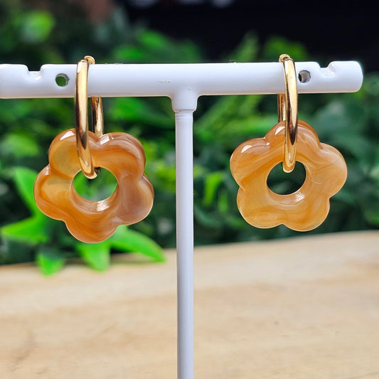 Boucles d'oreilles Perly fleurs moyenne 20 mm) Taupe