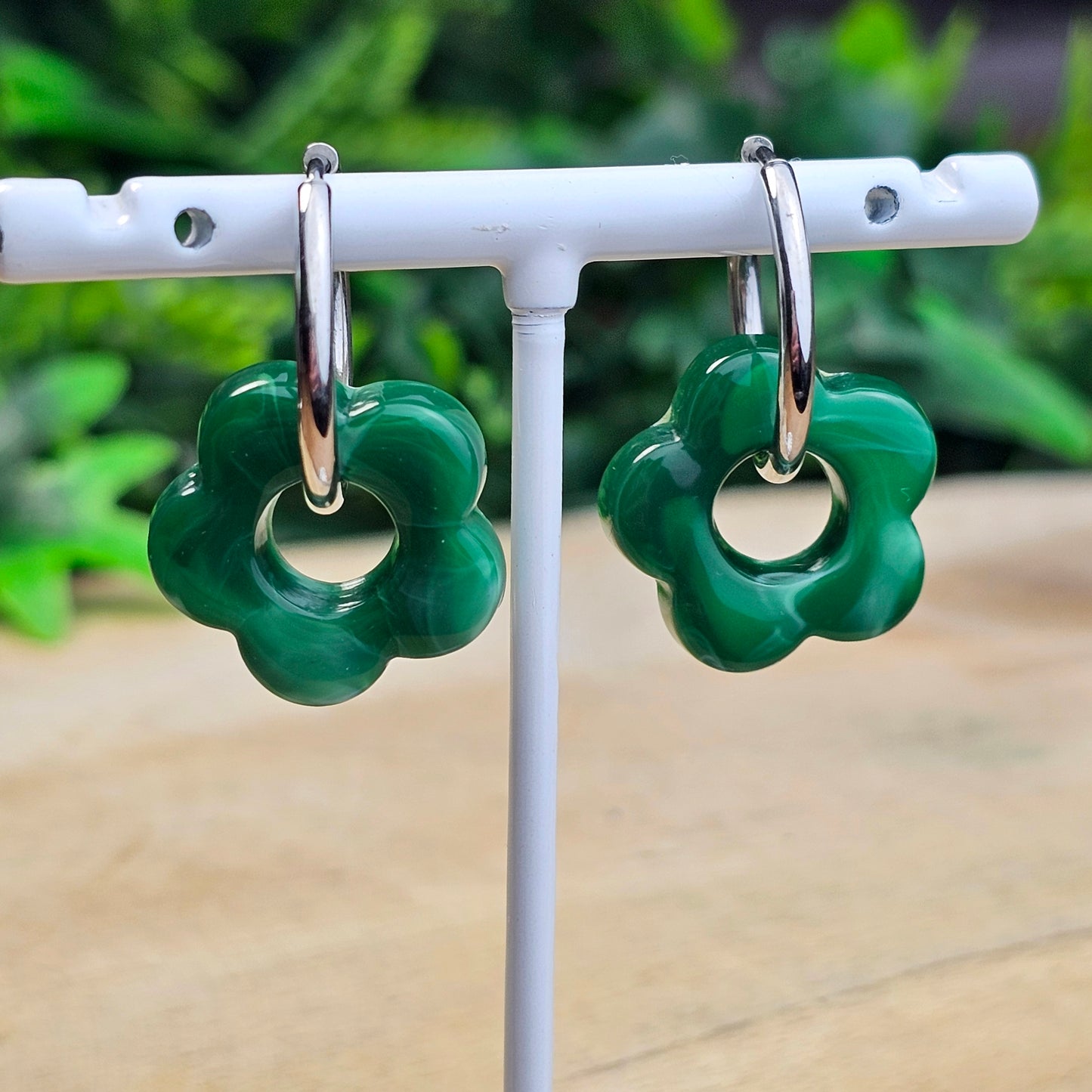 Boucles d'oreilles Perly fleurs moyenne 20 mm) Vert foncé