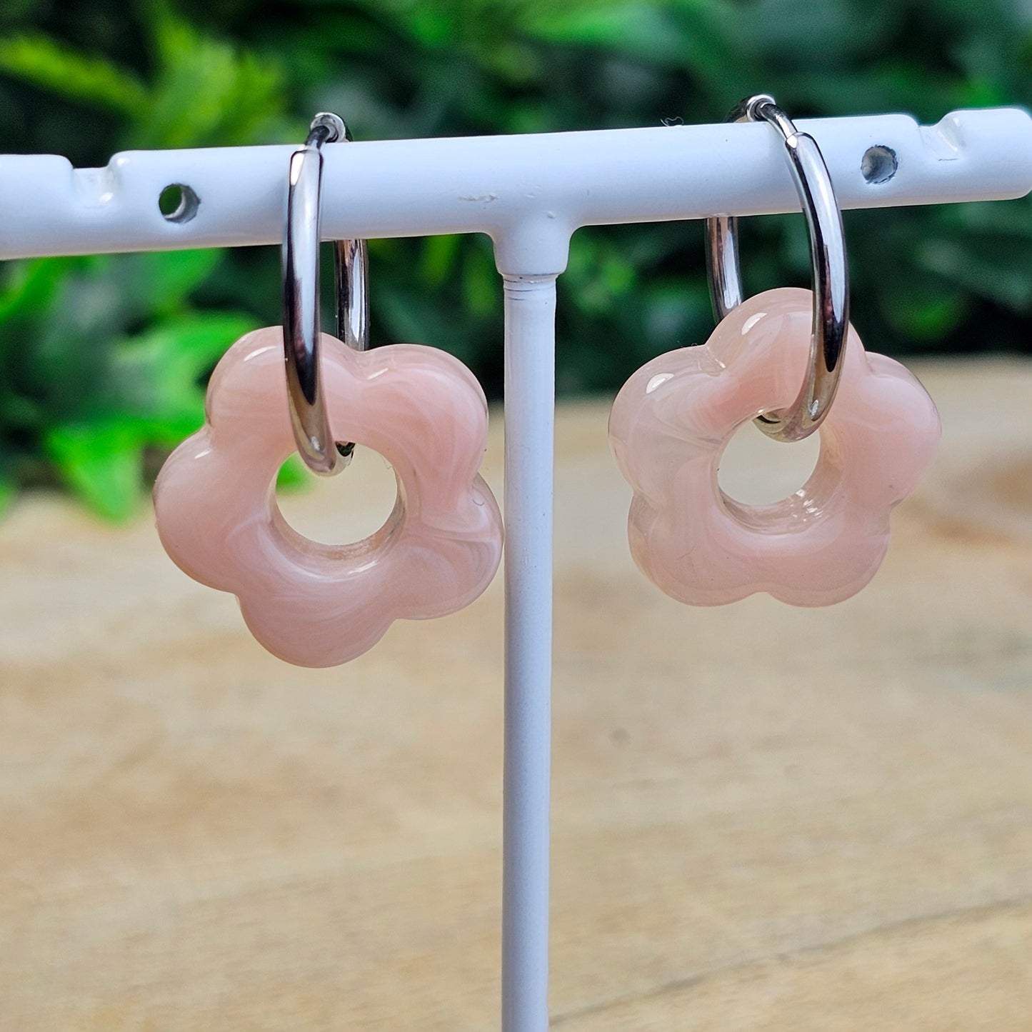 Boucles d'oreilles Perly fleurs moyenne 20 mm) rose pâle