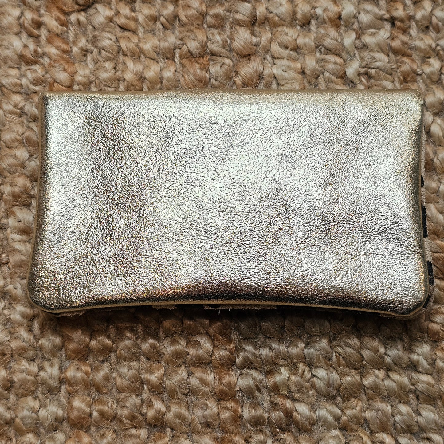 Grand porte monnaie en cuir et daim grand léopard beige