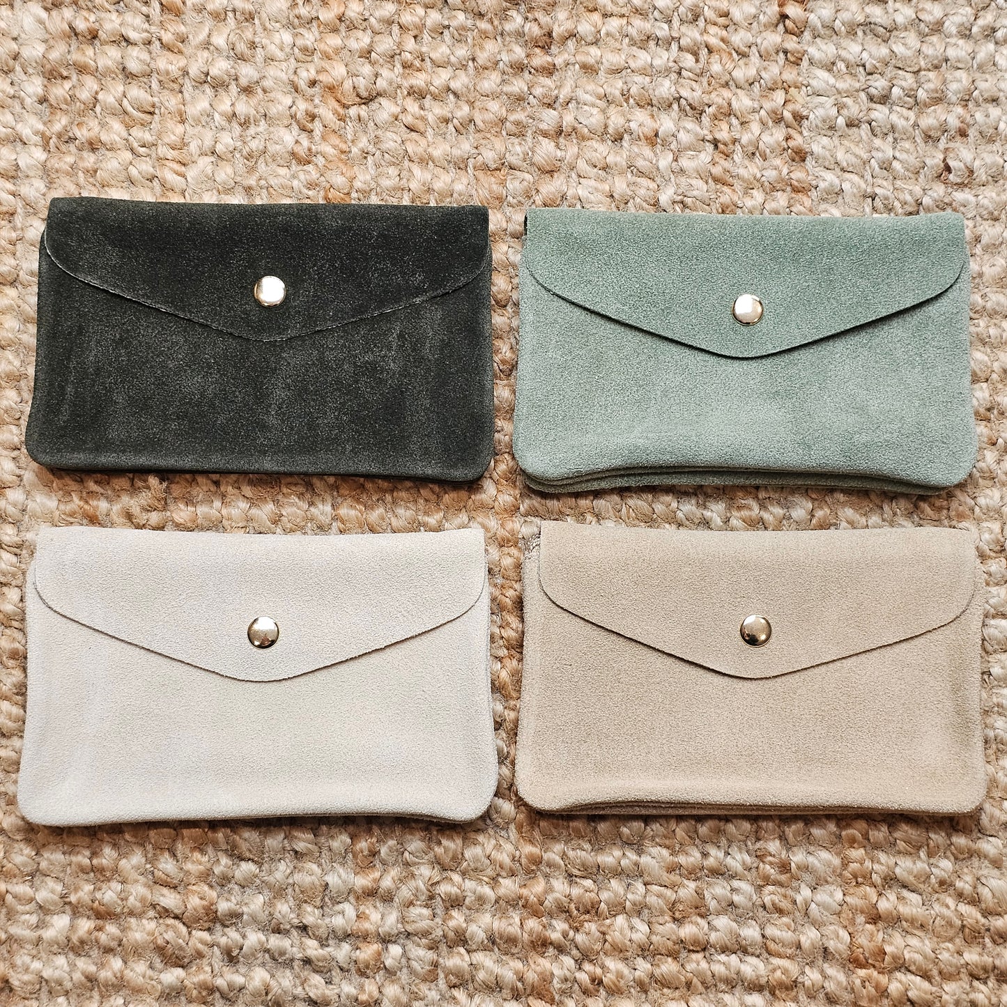 Grand porte monnaie en daim beige