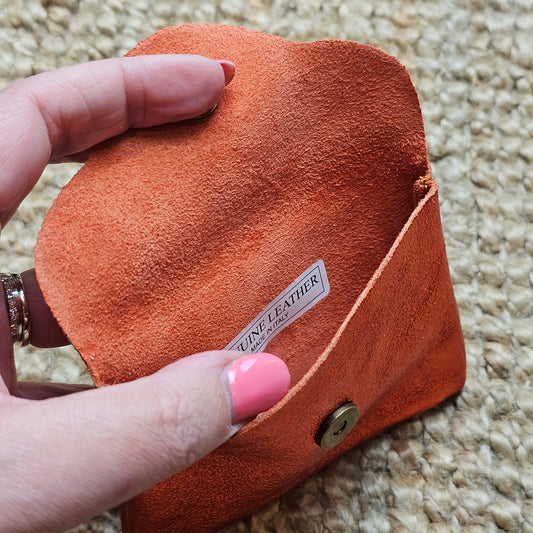 Petit porte monnaie en cuir orange