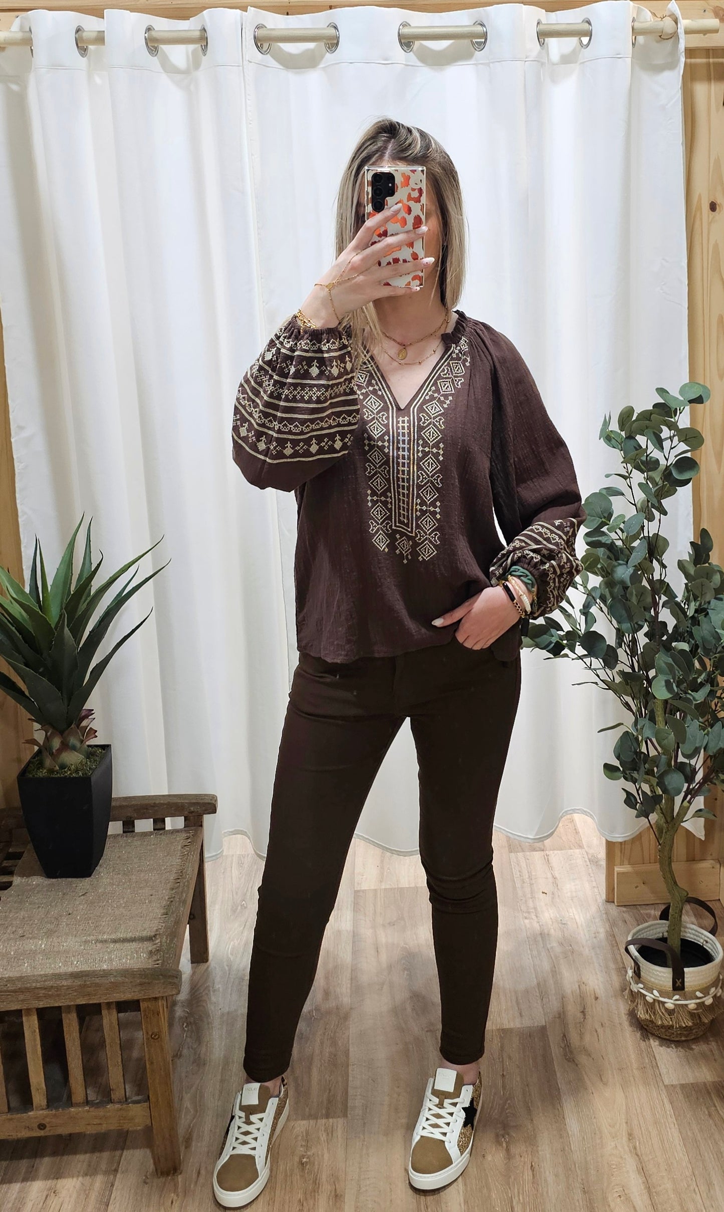 Jean skinny chocolat