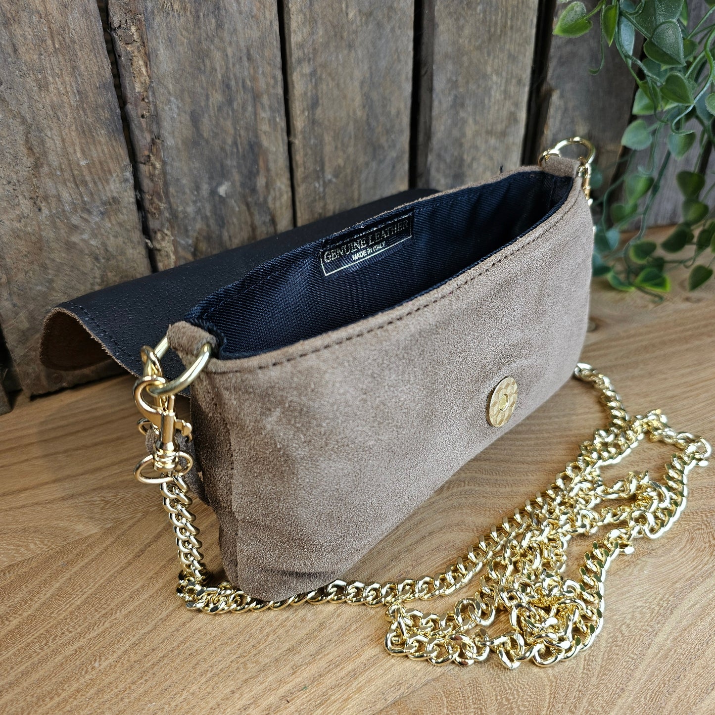 Petit sac en daim taupe
