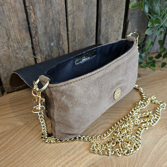 Petit sac en daim taupe