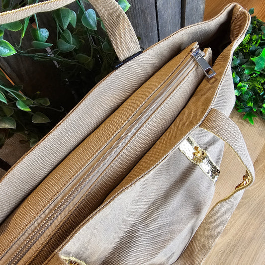 Sac cabas sequins naturel