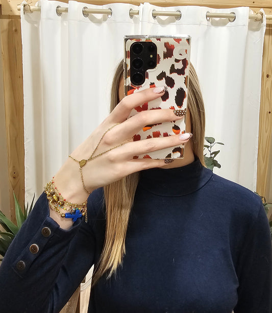 Pull col roulé marine