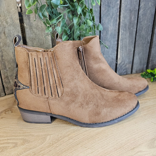 Bottines camel étoile léopard