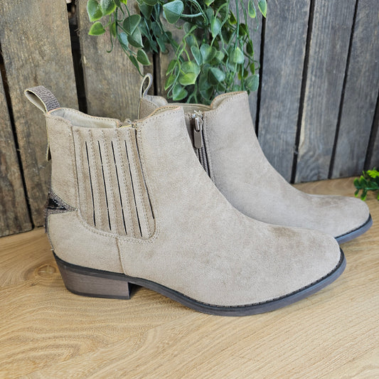 Bottines taupe étoile léopard