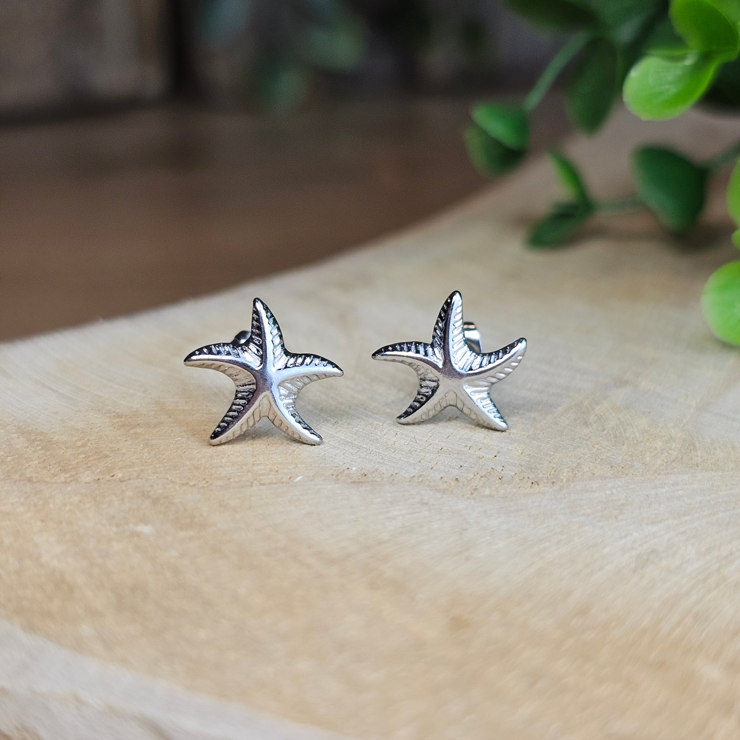 Boucles d'oreilles puces étoile de mer argentée