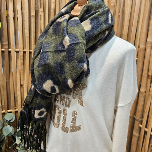 Echarpe léopard kaki