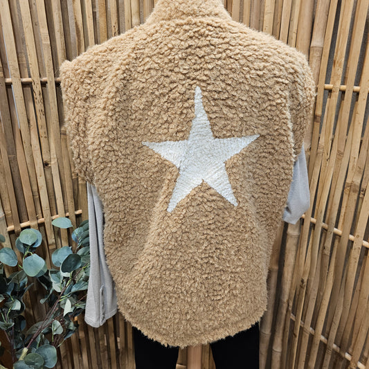 Veste sans manche camel étoile dos