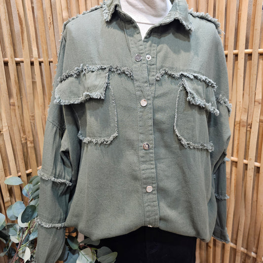 Sur chemise "Rock&Roll" kaki