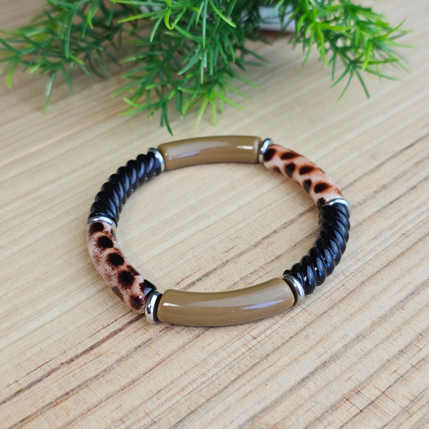 Bracelet Laurane léopard/taupe