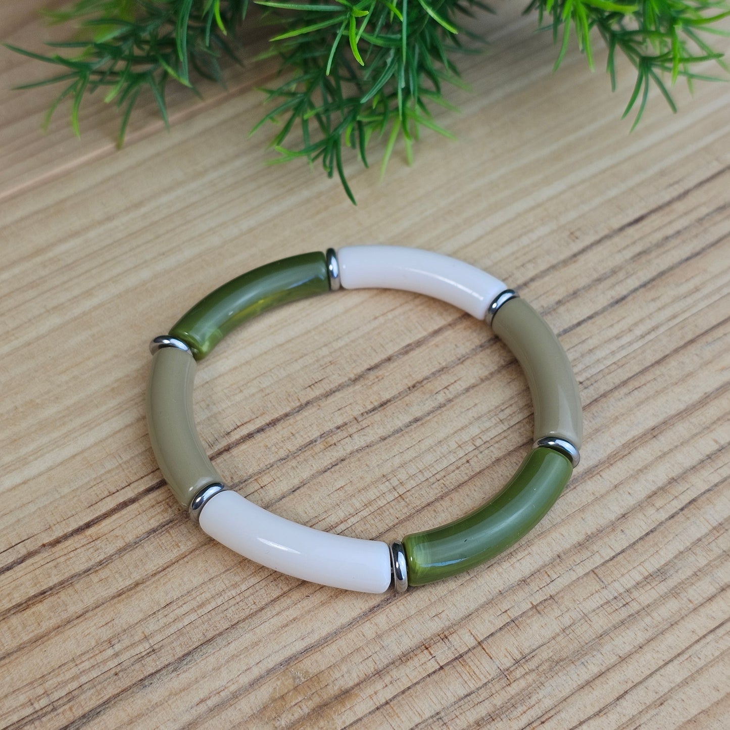 Bracelet Laurane vert/écru