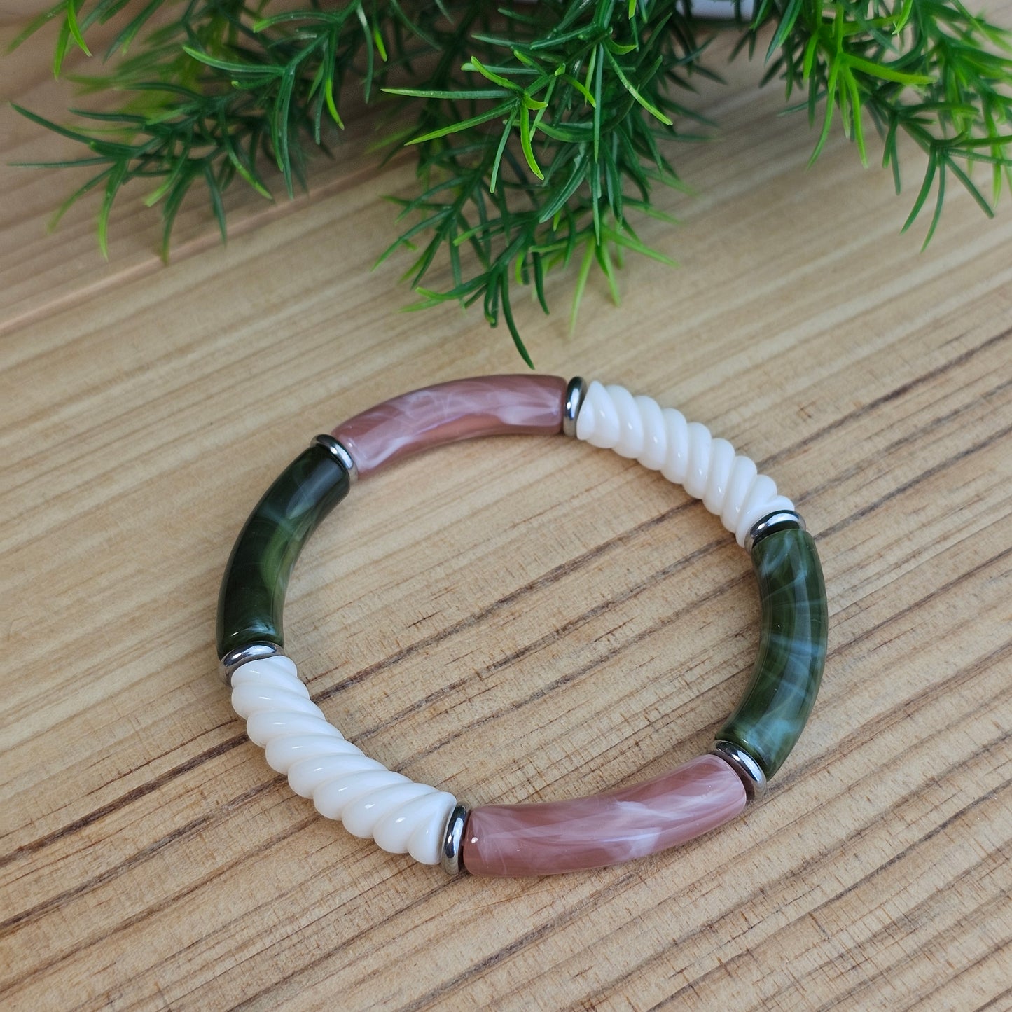 Bracelet Laurane vert/rose