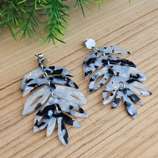 Boucles d'oreilles Marine blanc/noir