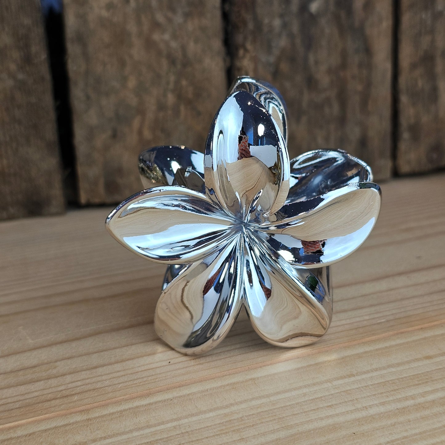 Pince cheveux fleur argentée