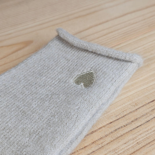 Gants coeur brodé taupe