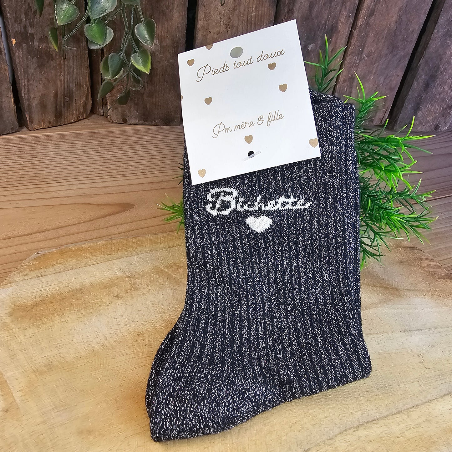 Chaussettes paillettes noires bichette