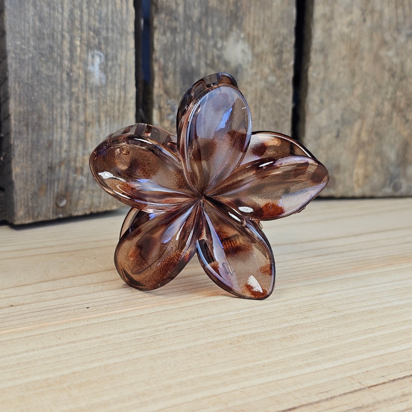 Pince cheveux fleur léopard taupe