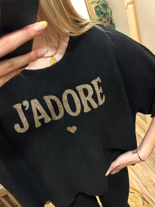 Pull "J'adore" noir