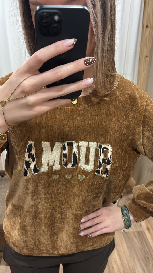 Sweat Amour effet velours camel