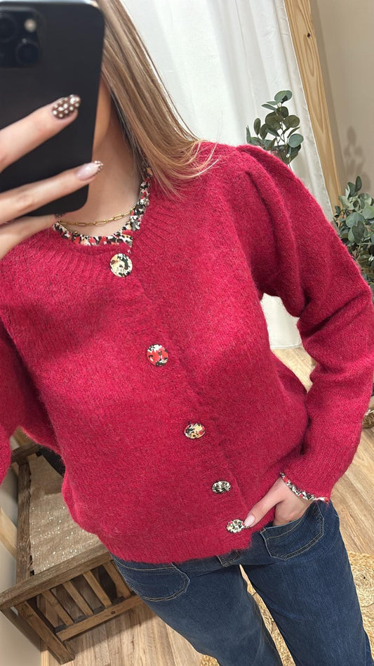 Cardigan effet liberty - fuchsia