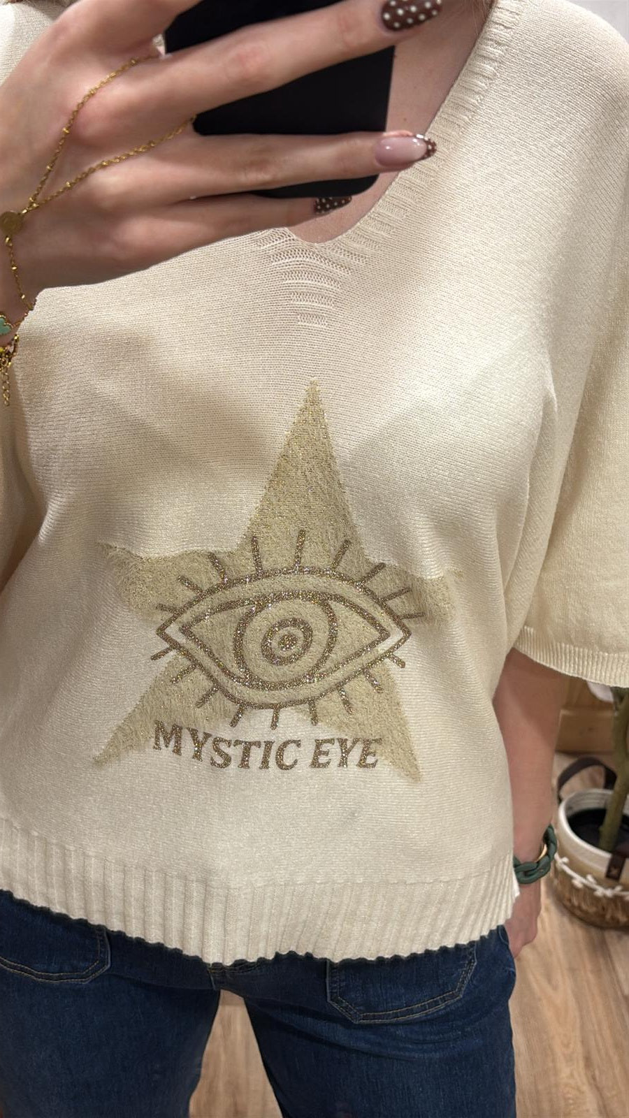 Pull oversize oeil écru