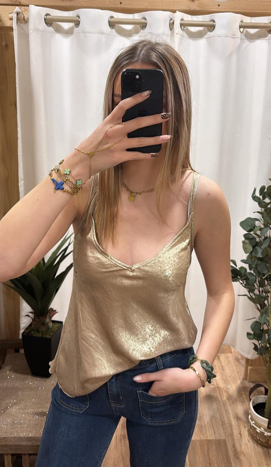 Top satiné doré