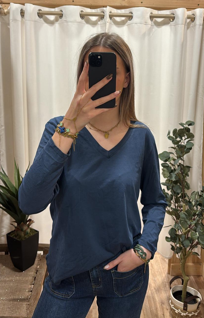 Tee-shirt uni bleu marine