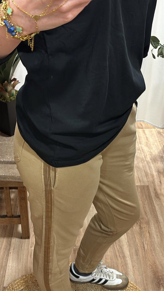 Pantalon bande latérale caramel