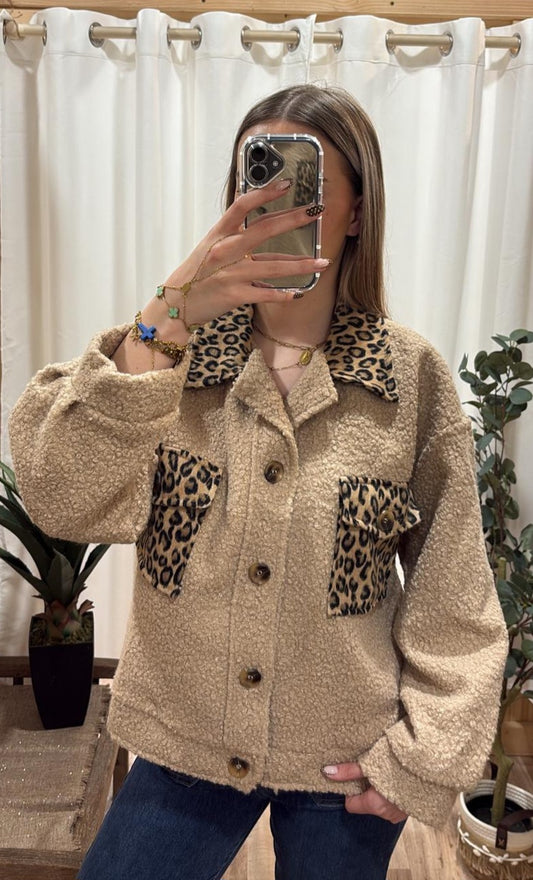 Manteau poches léopard