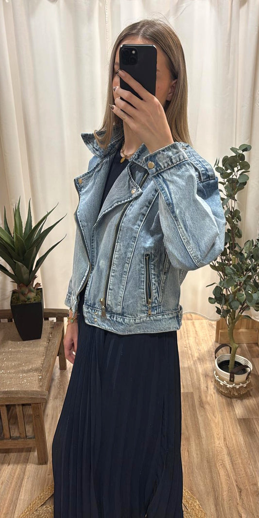 Robe longue plissée marine