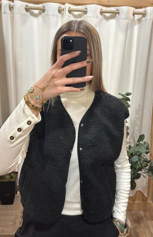 Gilet moumoute sans manche noir