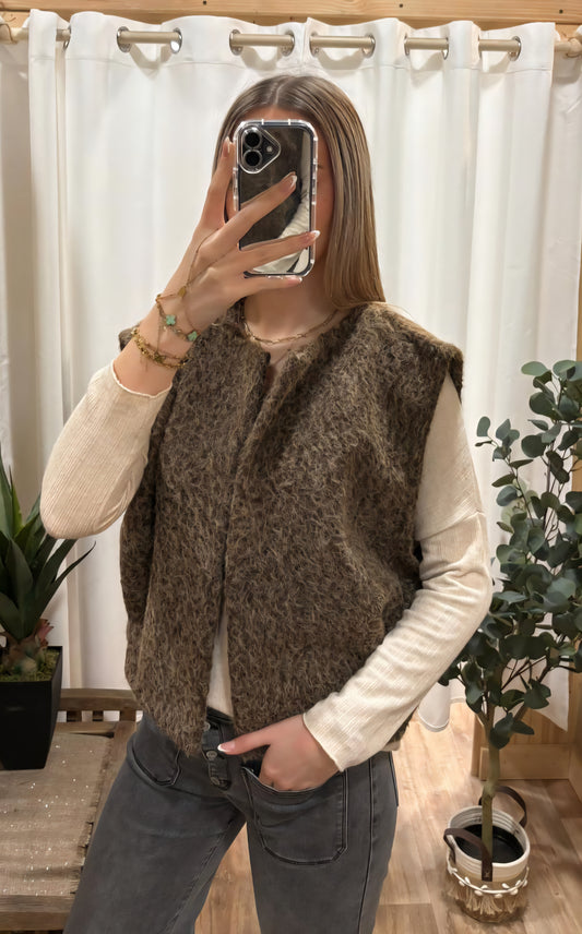 Gilet avec poches chocolat