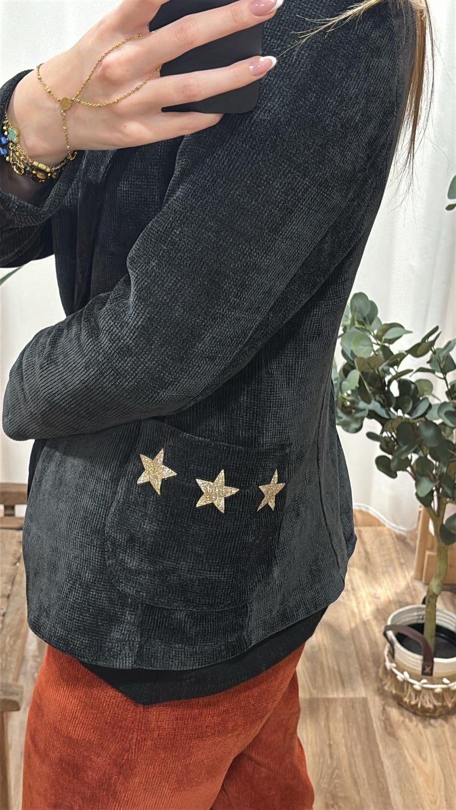 Blazer effet velours noir