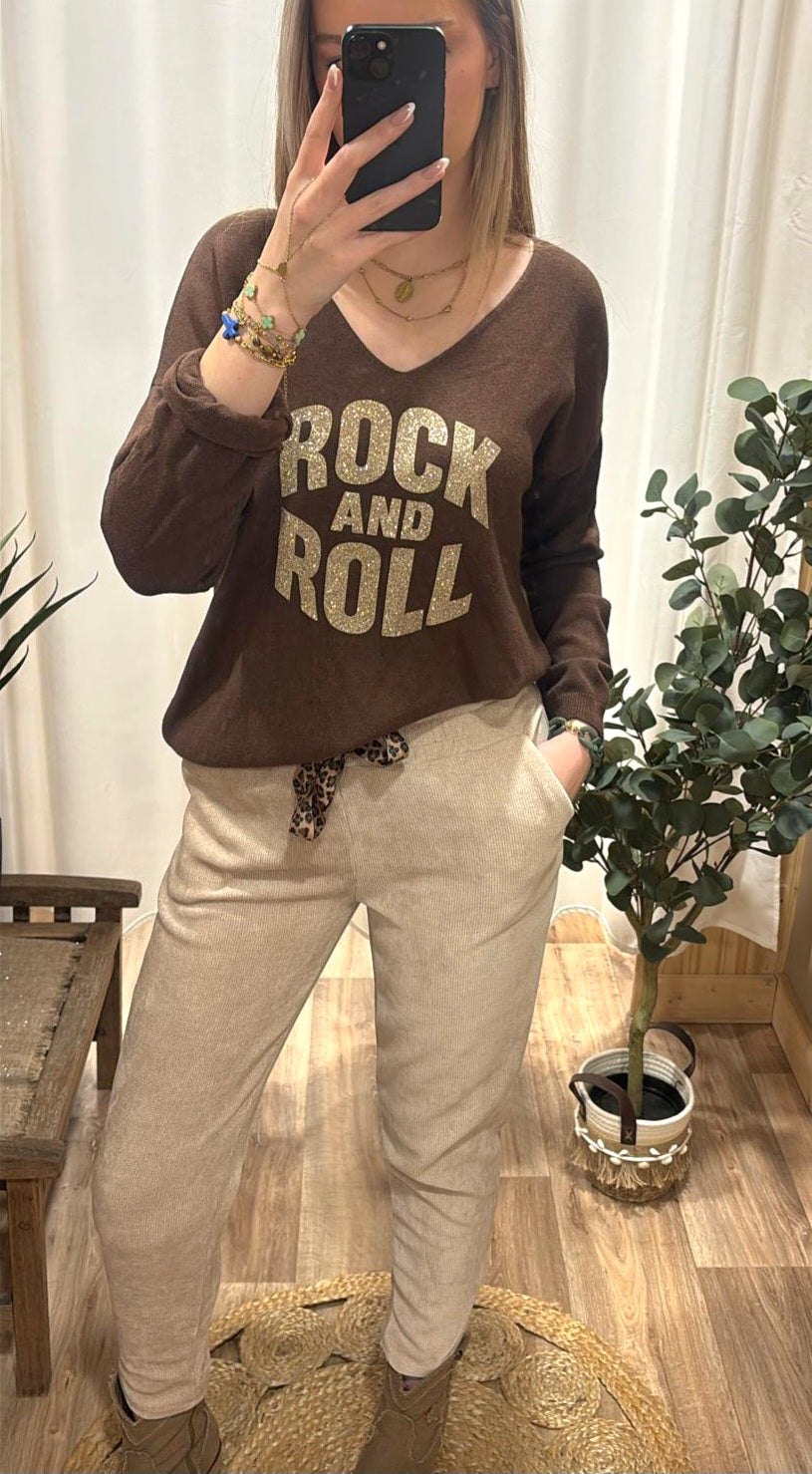 Pantalon effet velours lacet léopard beige