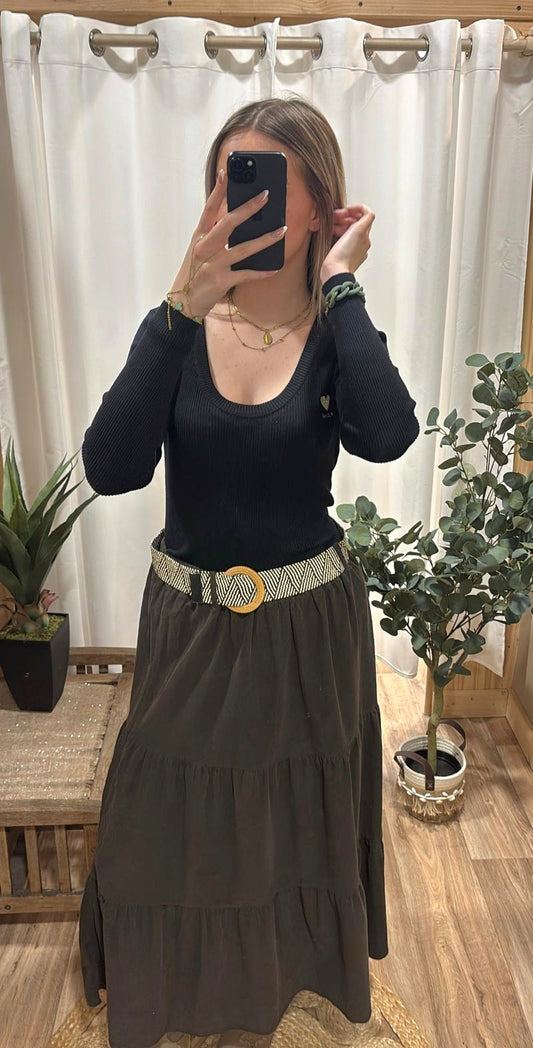 Jupe effet velours marron