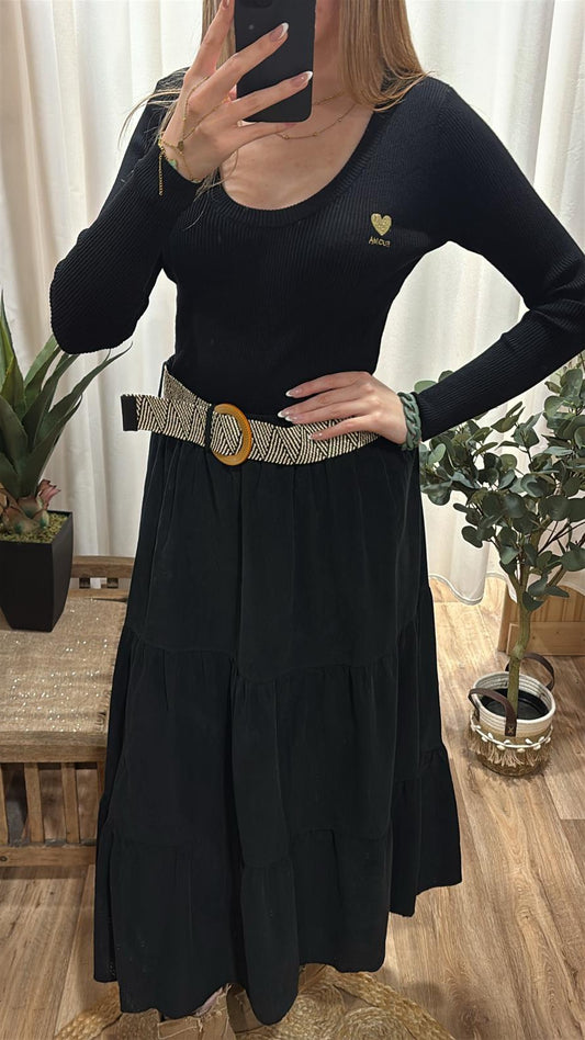 Jupe effet velours noir