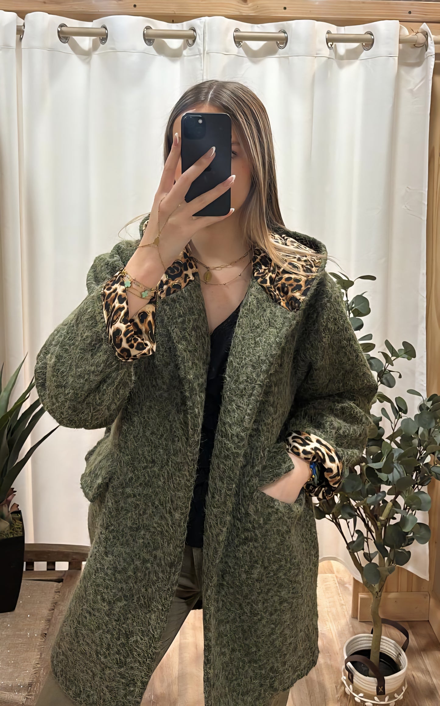 Manteau capuche kaki