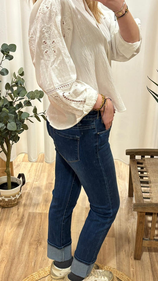 Jean droit à revers