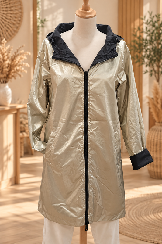 Parka réversible noir/or