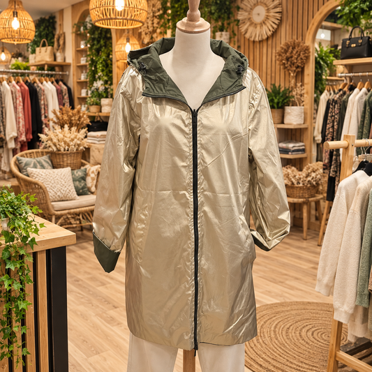 Parka réversible kaki/or