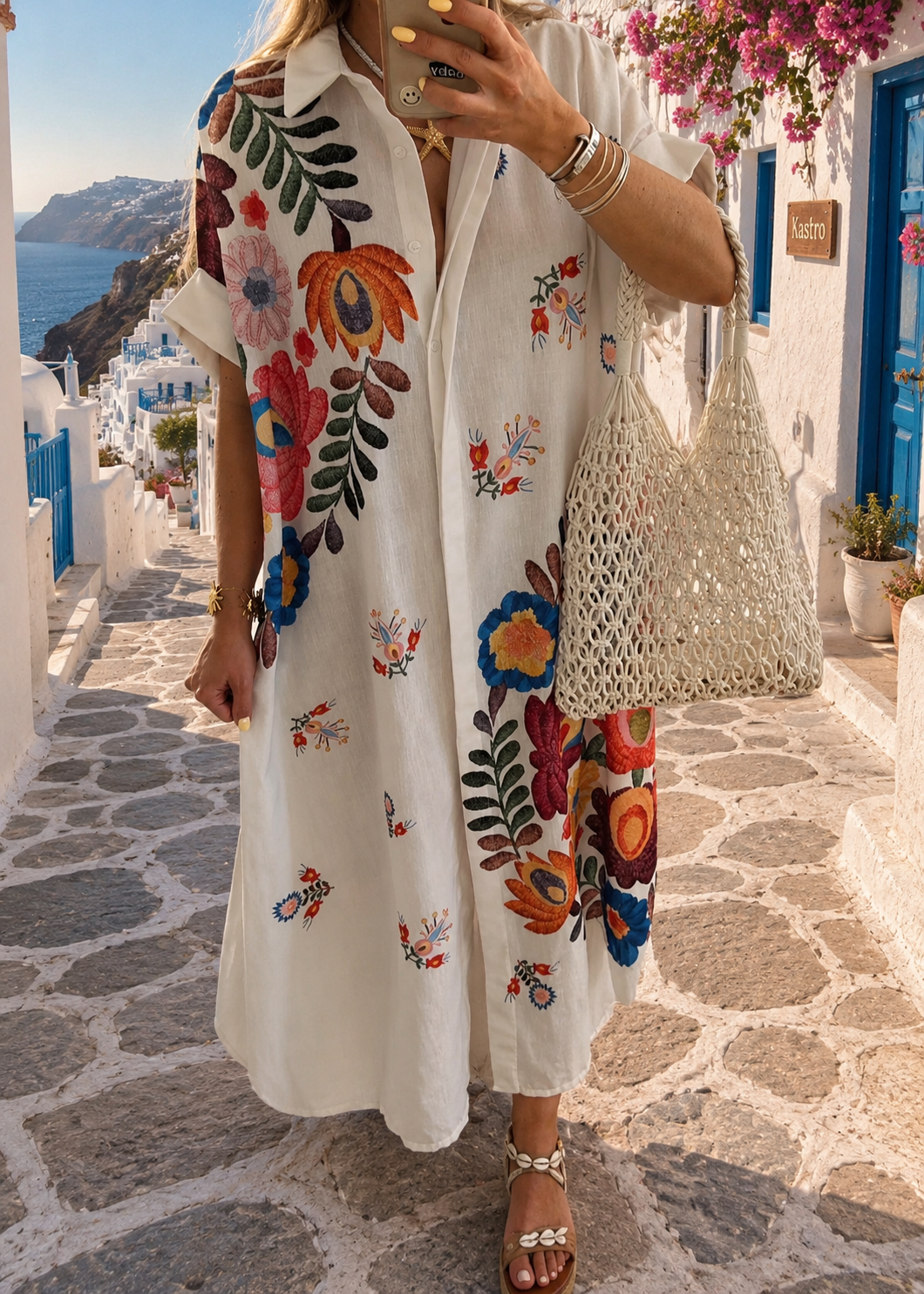 Robe blanche imprimée