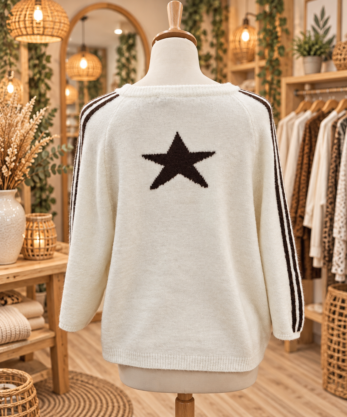 Pull rayures manches écru