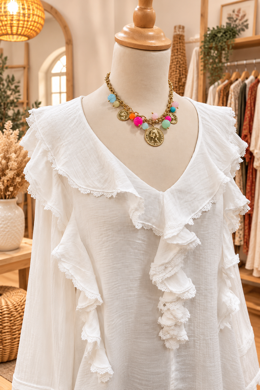 Blouse à volants blanche