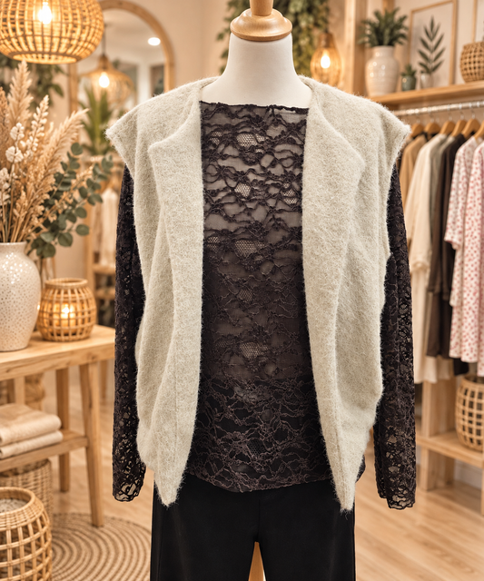 Gilet sans manche beige inscription "Iconic" dos
