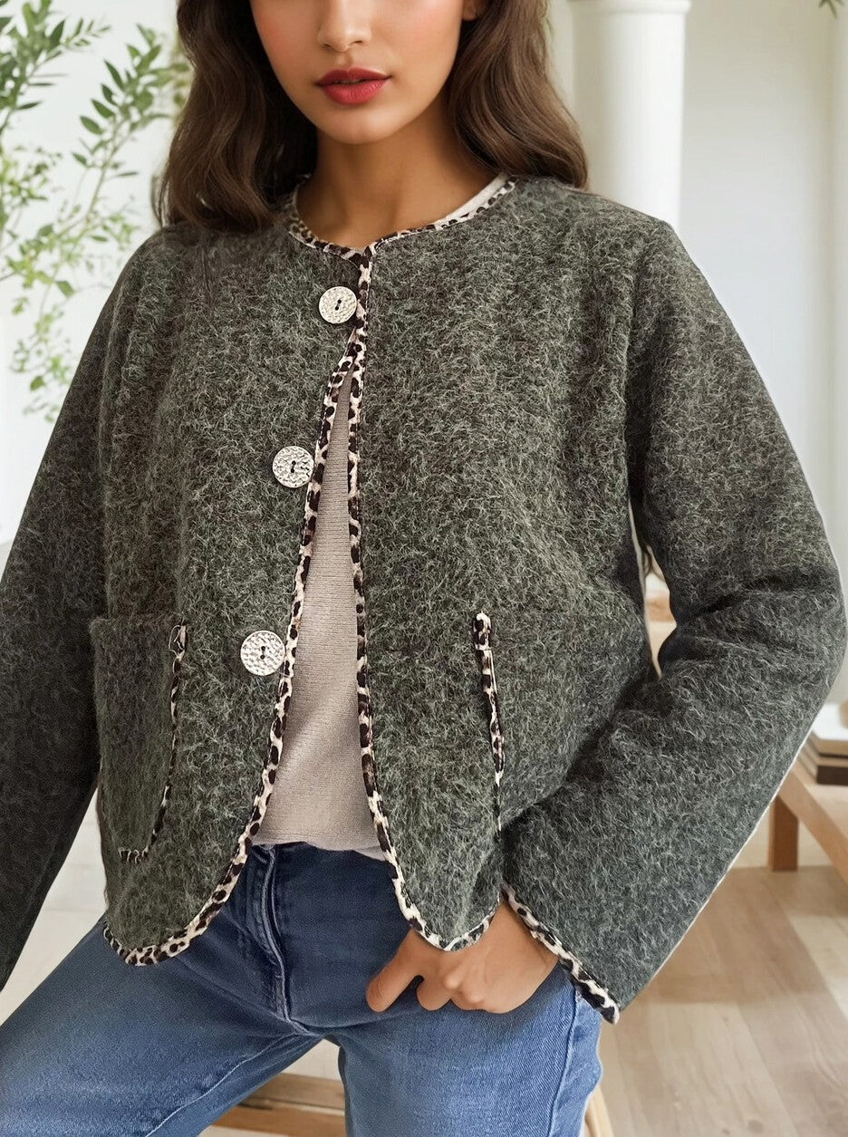 Veste galon léopard kaki